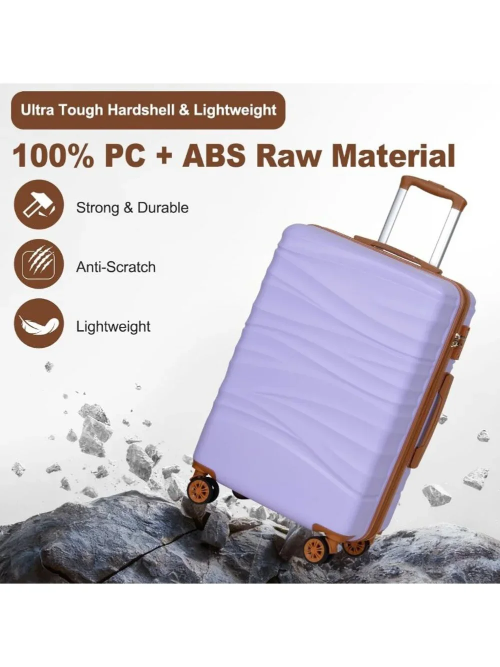26” Medium Checked Hardshell Luggage - Lightweight, Spinner Wheels, TSA Lock